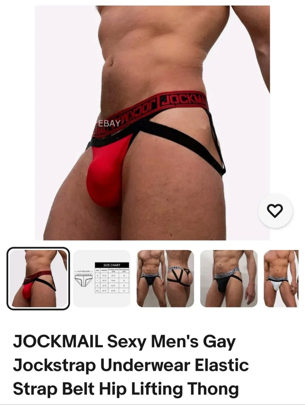 New Jockmail Underwear~Thong~Jock Strap~Strappy~Sexy~Large